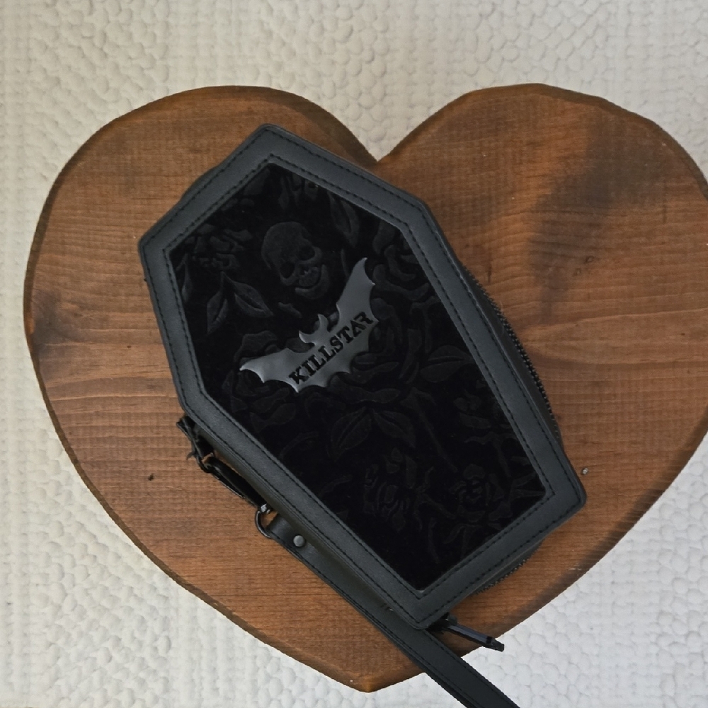 Killstar Black Coffin Wallet Gothic Bat Design